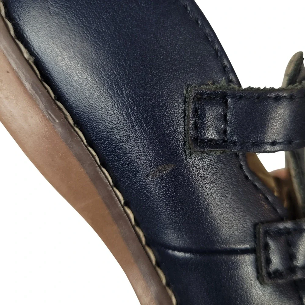 Footmates Danielle Mary Jane Shoes Toddler 7.5 Double Buckle Girls Navy Blue